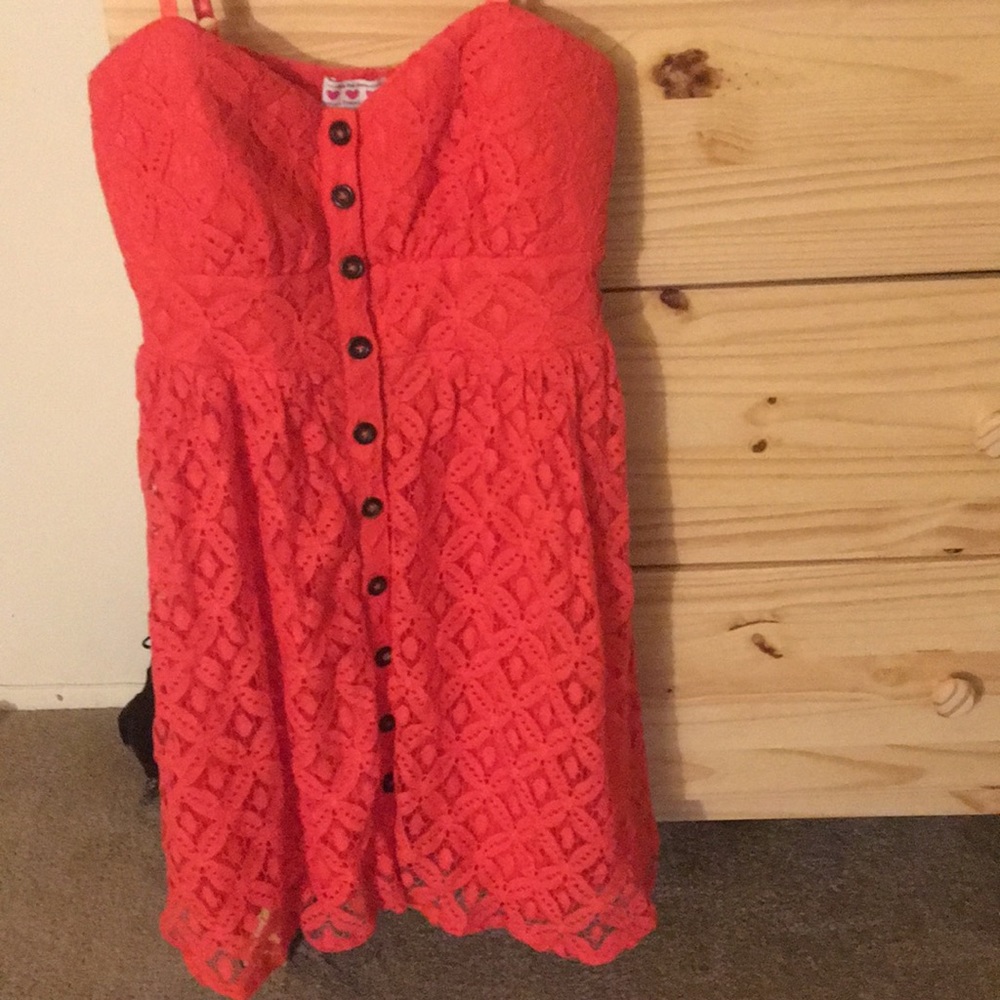 Bright peach dress button down